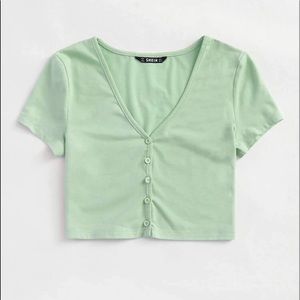 NWT green button up crop top